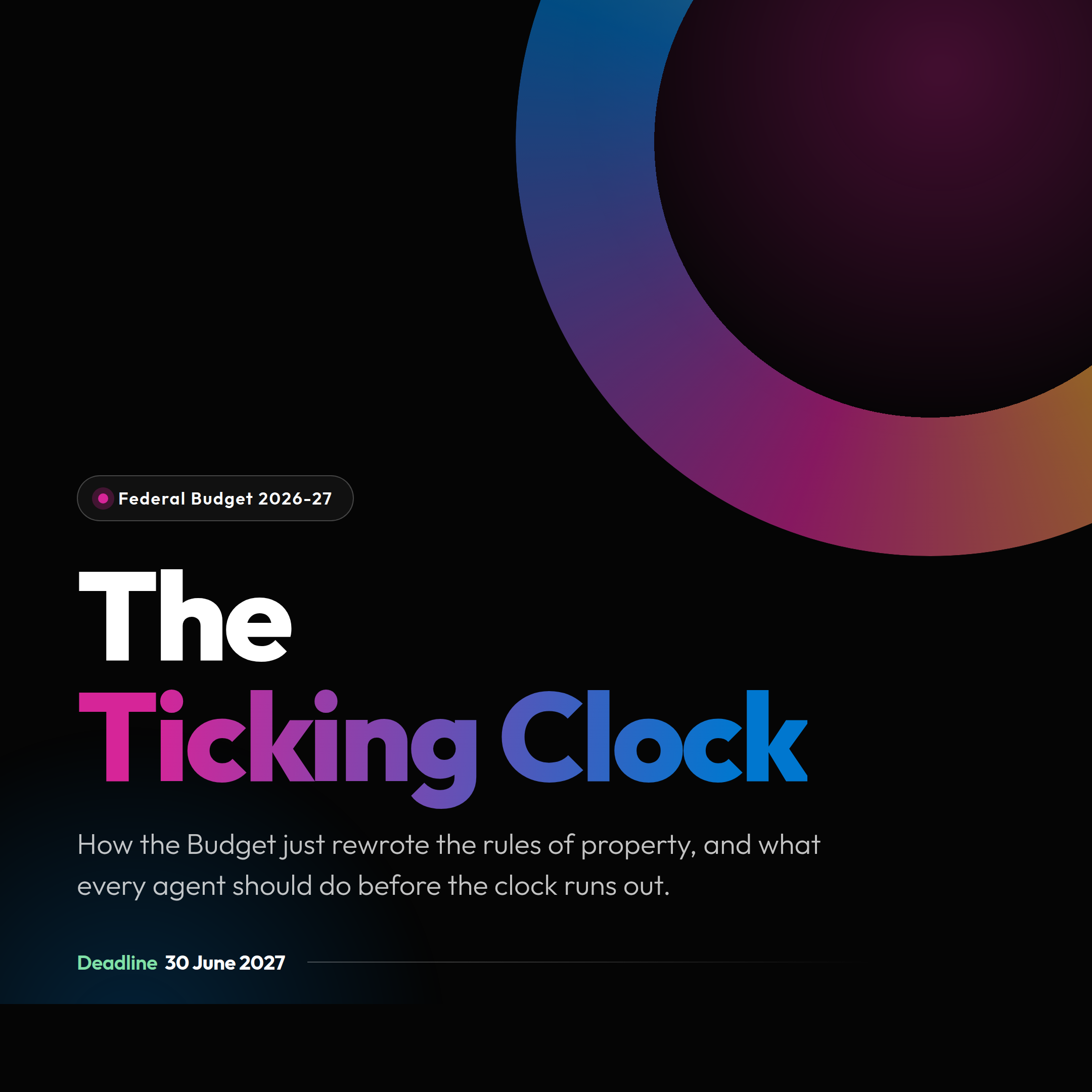 iRealty the ticking clock real estate budget 2026 to 2027
