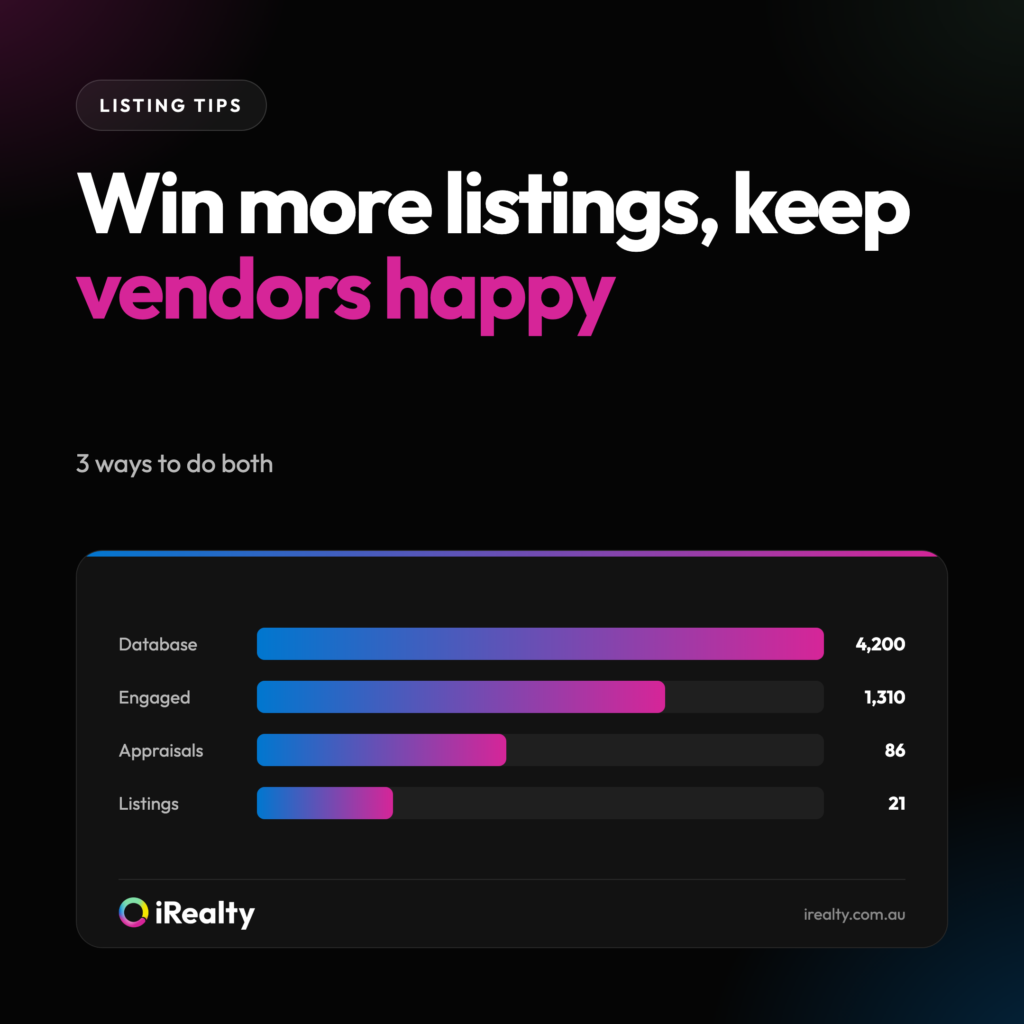 Win more listings, keep vendors happy | iRealty