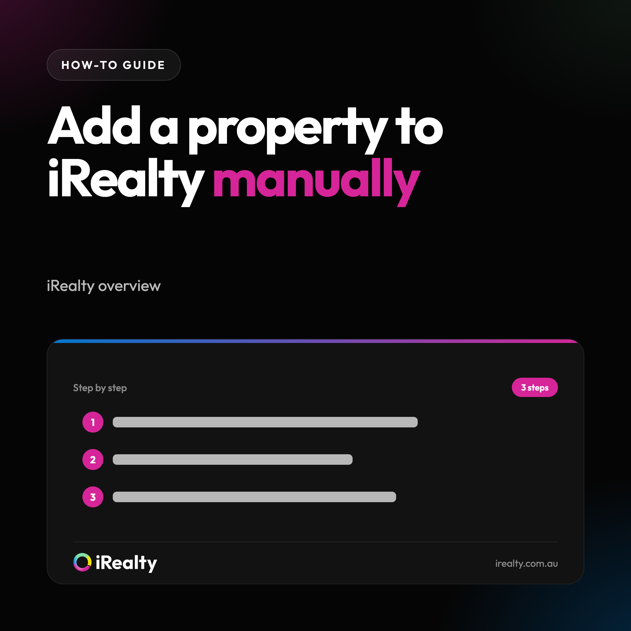 Add a property to iRealty manually | iRealty