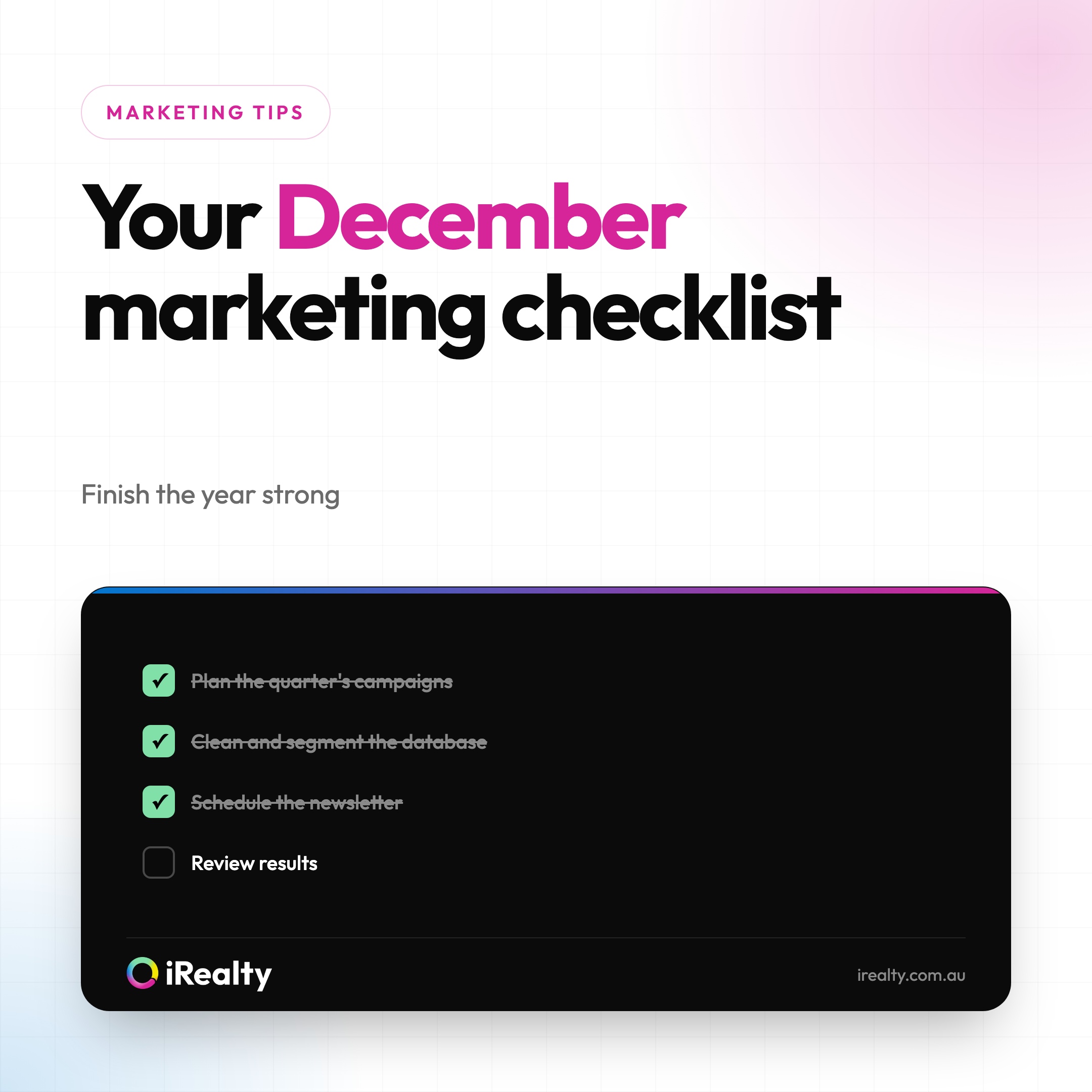 Your December marketing checklist | iRealty